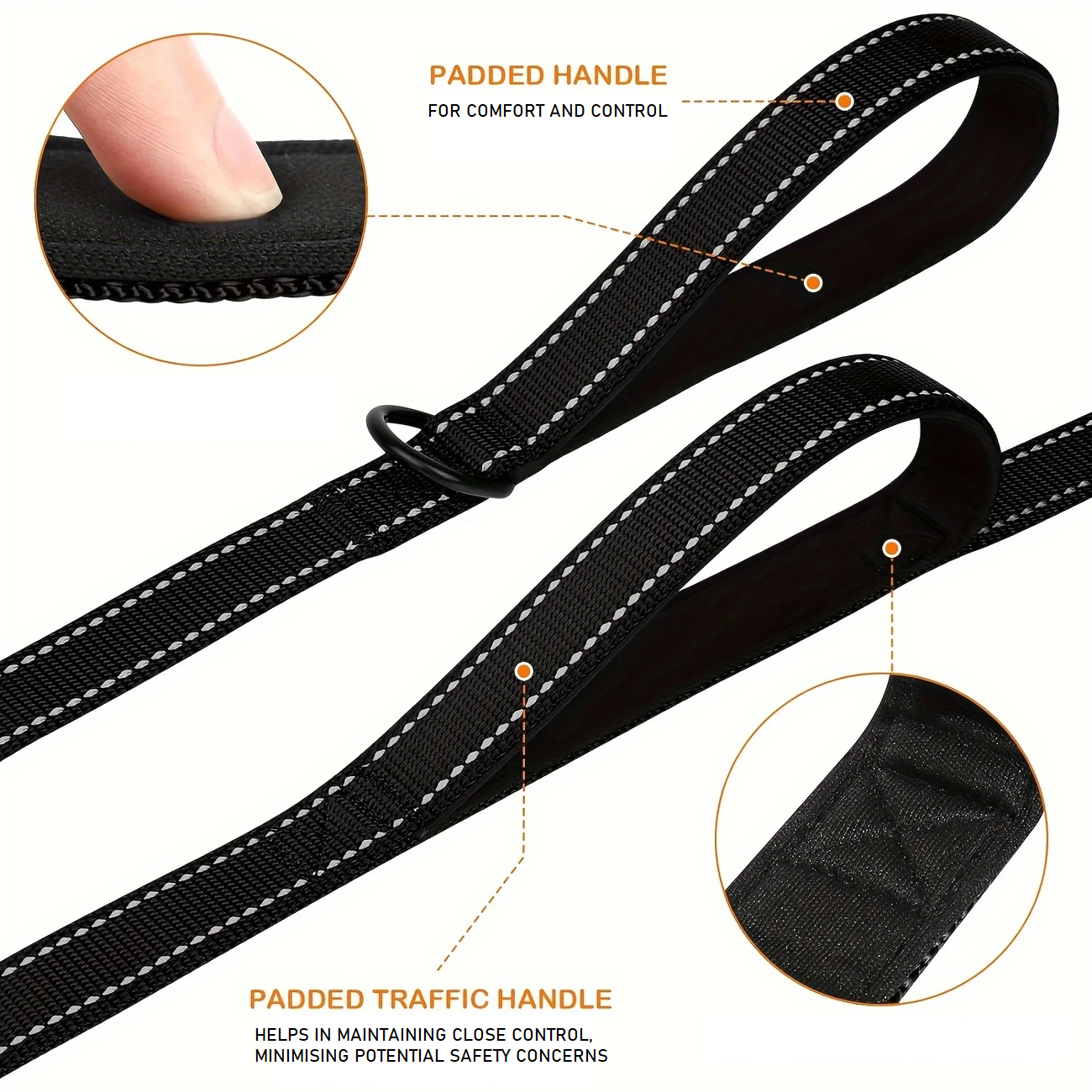 PAXX Reflective Dual Control Dog Lead 120cm