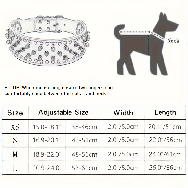 PAXX Spiked PU Leather Dog Collar 5cm