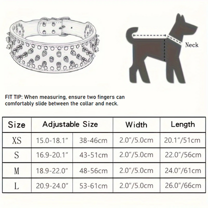 PAXX Spiked PU Leather Dog Collar 5cm